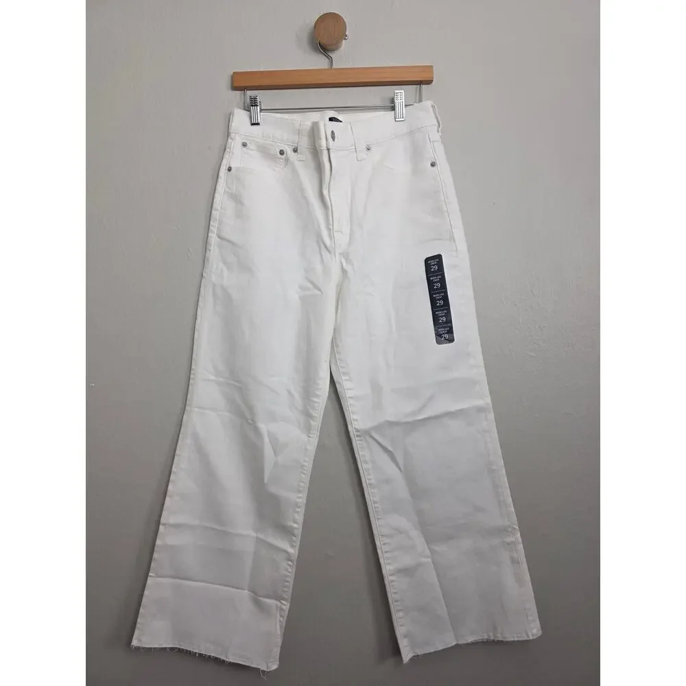 J.Crew White Wide Leg Cropped Jeans All Day Stretch NWT Size 29 BR051